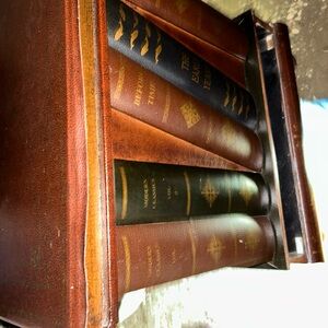 Vintage Leather-Bound Book Set end table
